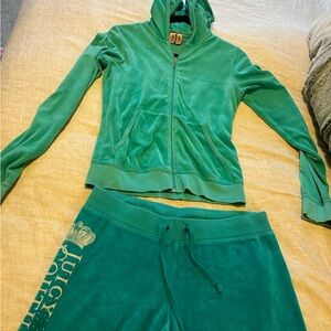 Juicy Couture Velour Tracksuit Set Teal Blue